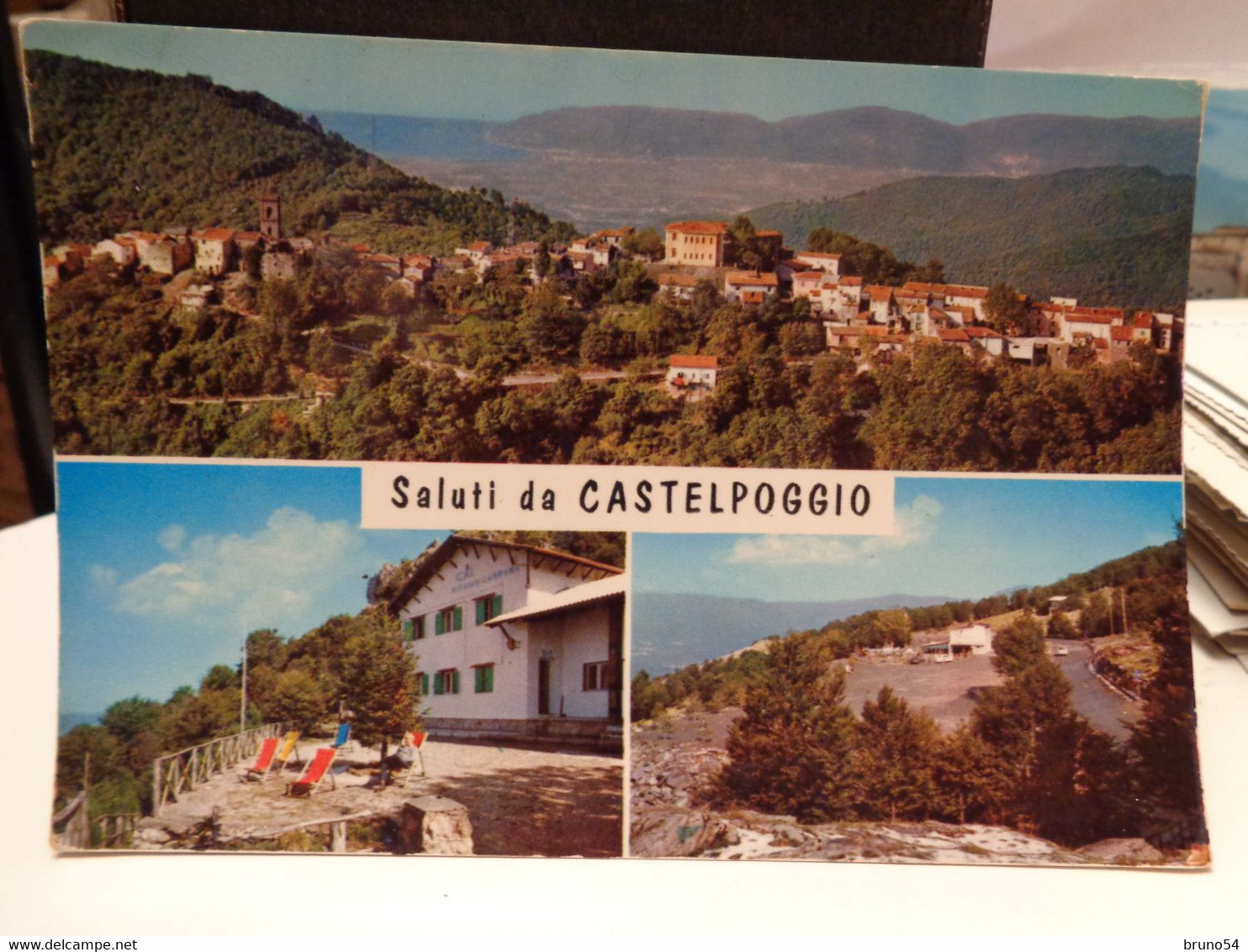 Cartolina  Saluti Da Castelpoggio   Frazione Del Comune Di Carrara Vedutine Timbro Rifugio 1968 - Carrara