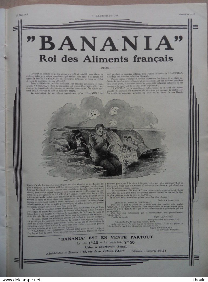 HEBDOMADAIRE L ILLUSTRATION N°3767 DU 15 MAI 1915-NOMBREUSES PUBLICITES