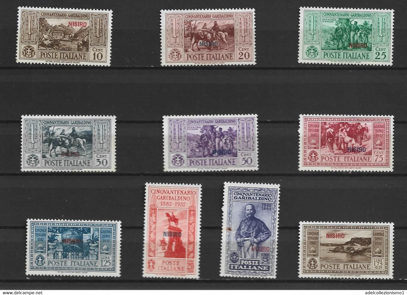 94859) ITALIA-EGEO-NISIRO-50º Anniversario Della Morte Di Giuseppe Garibaldi - 28-8- 1930- SERIE COMPLETA SENZA GOMMA - Egeo (Nisiro)