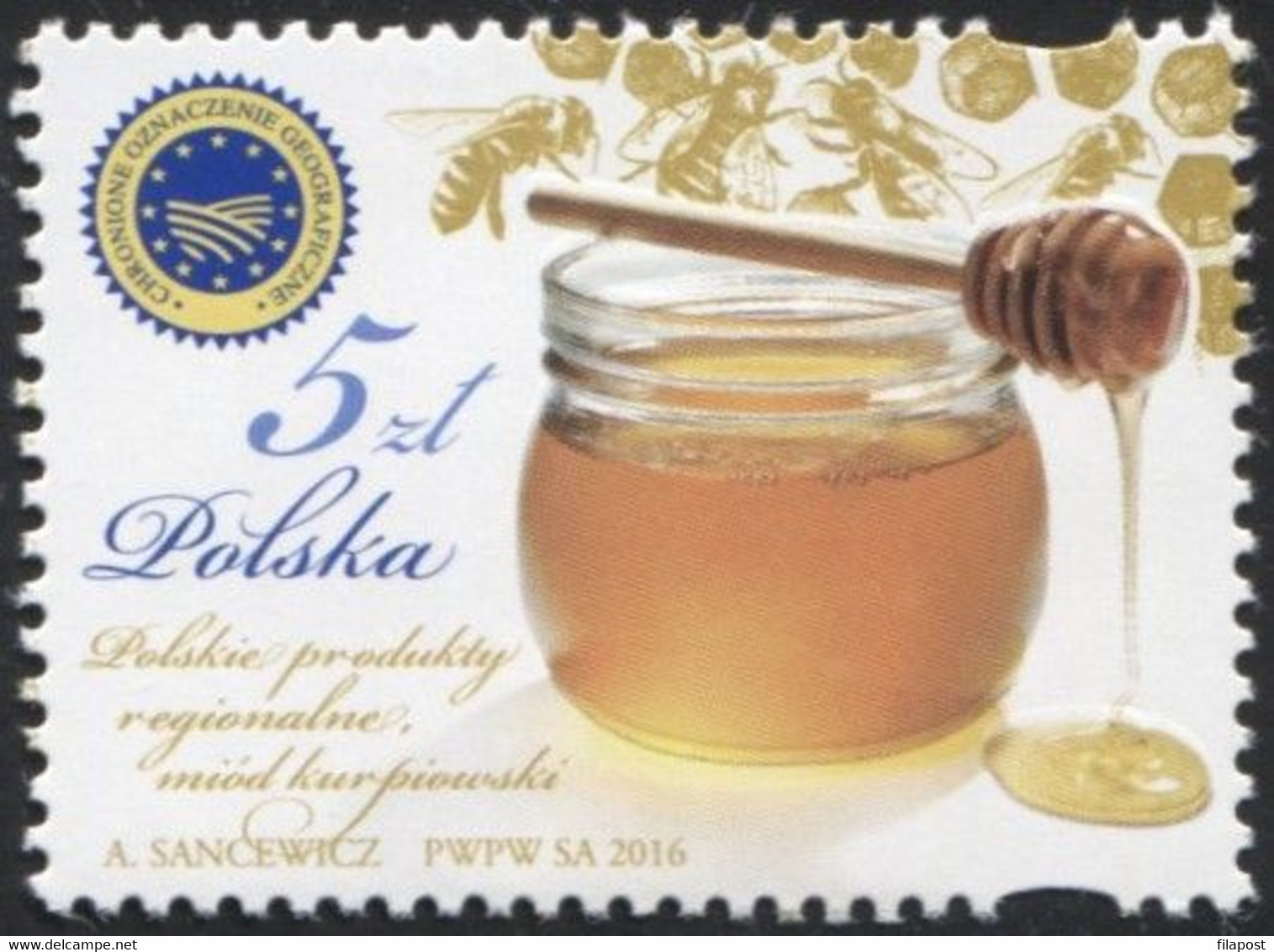 2016 Poland Mi 4854 Polish Regional Products - Honey Multiflower Nectar, Bee, Bees MNH** - Unused Stamps