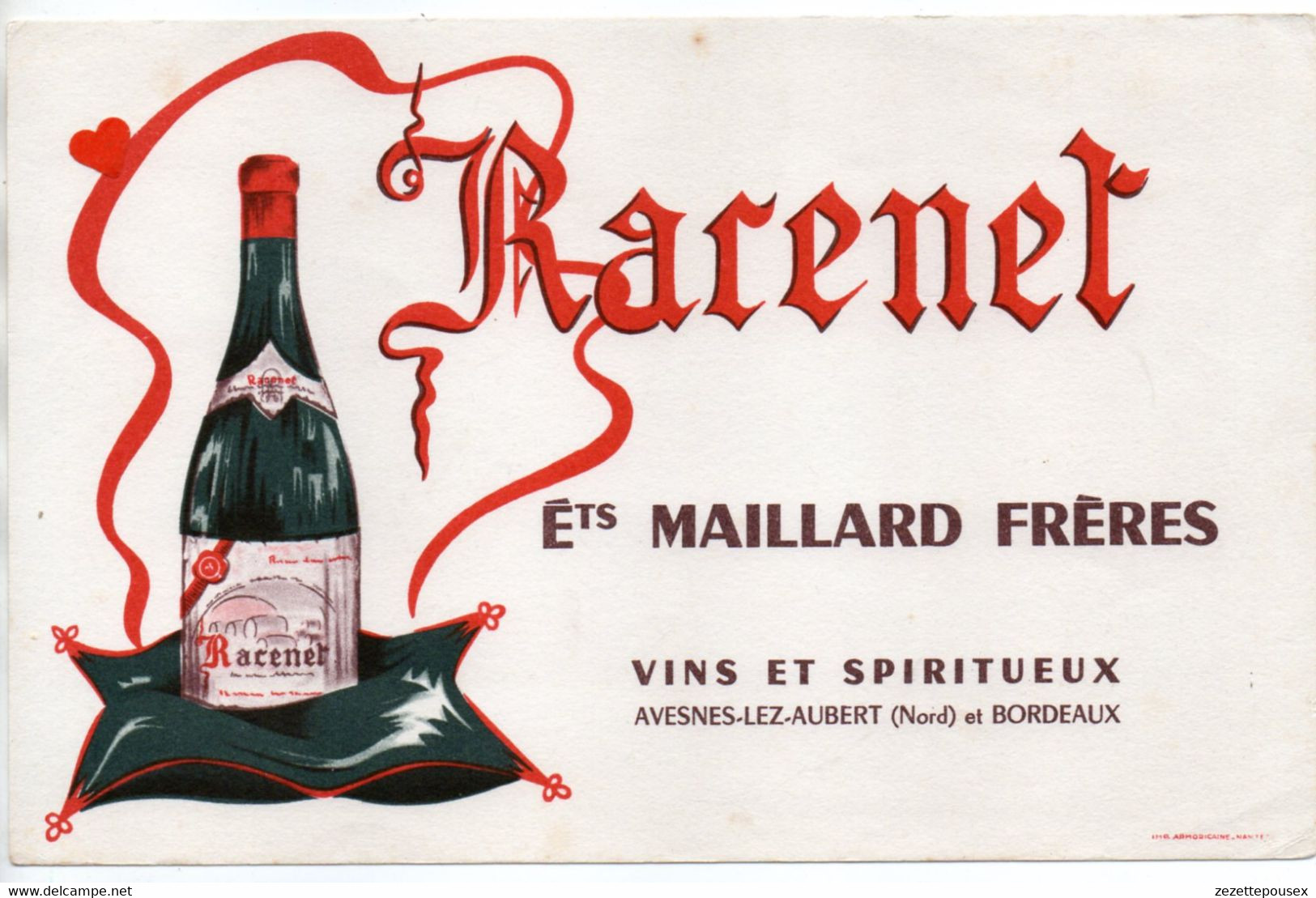 Xx129-ZE-BUVARD-Racenet-ETS MAILLARD FRERES--Vins Et Spiritueux -AVESNES-LEZ-AUBERT(Nord) Et BORDEAUX - V