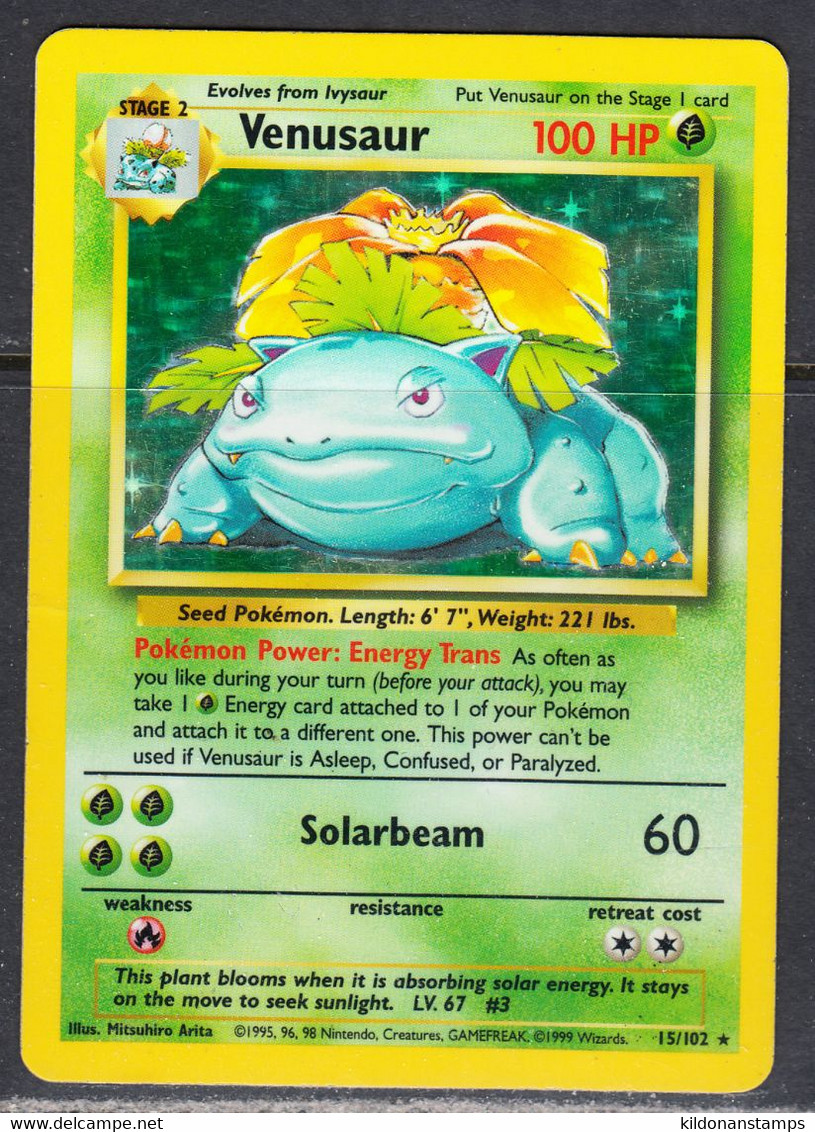 Venusaur 1995 Base Set, Holo, Lightly Played, See Notes, 15/102 - Other & Unclassified