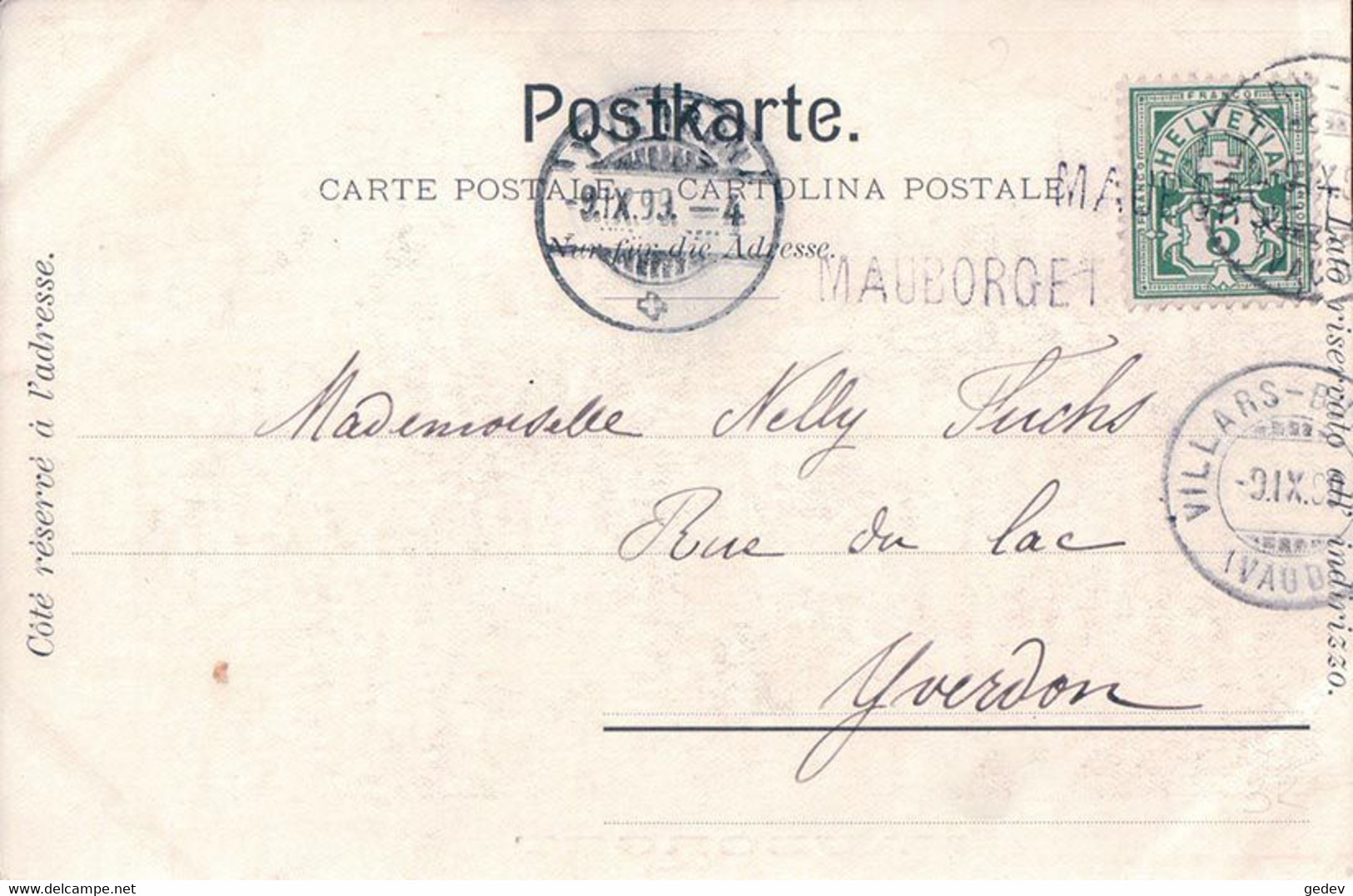 Mauborget VD + Cachet Linéaire MAUBORET (9.9.1899) - Mauborget