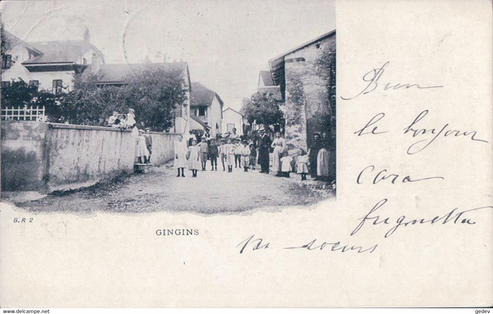 Gingins VD, Rue Animée (17.5.1903) Petit Pli D'angle - Gingins