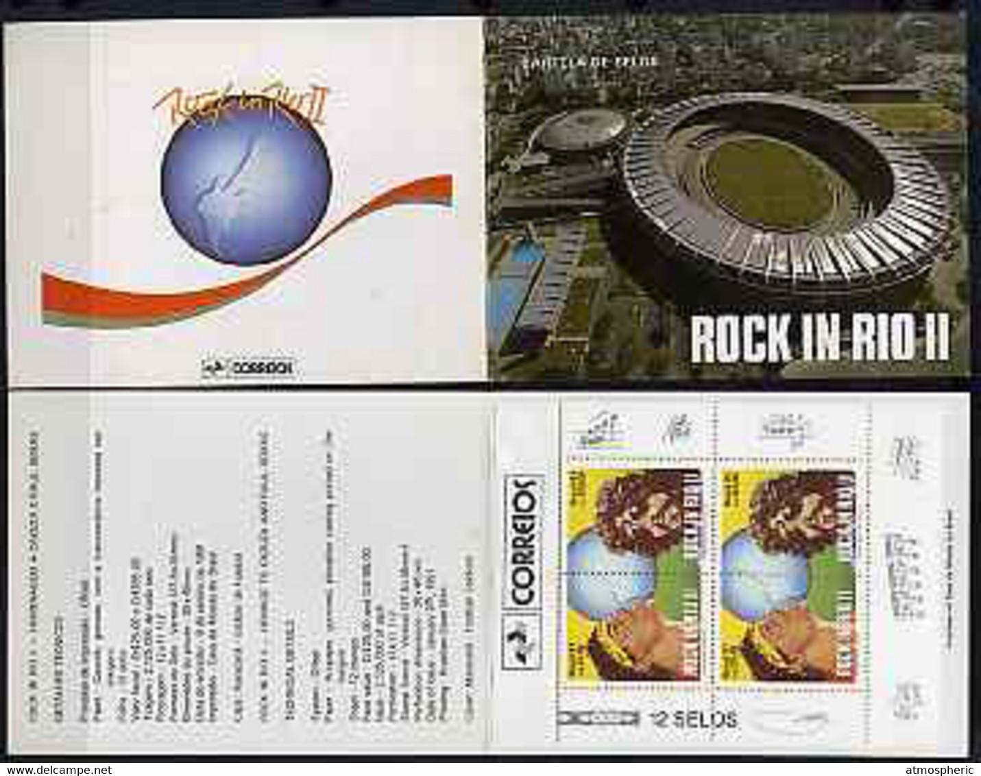 Booklet - Brazil 1991 'Rock In Rio' Booklet Containing Pane Of Six Se-tenant Pairs SG 2463-64 - Postzegelboekjes