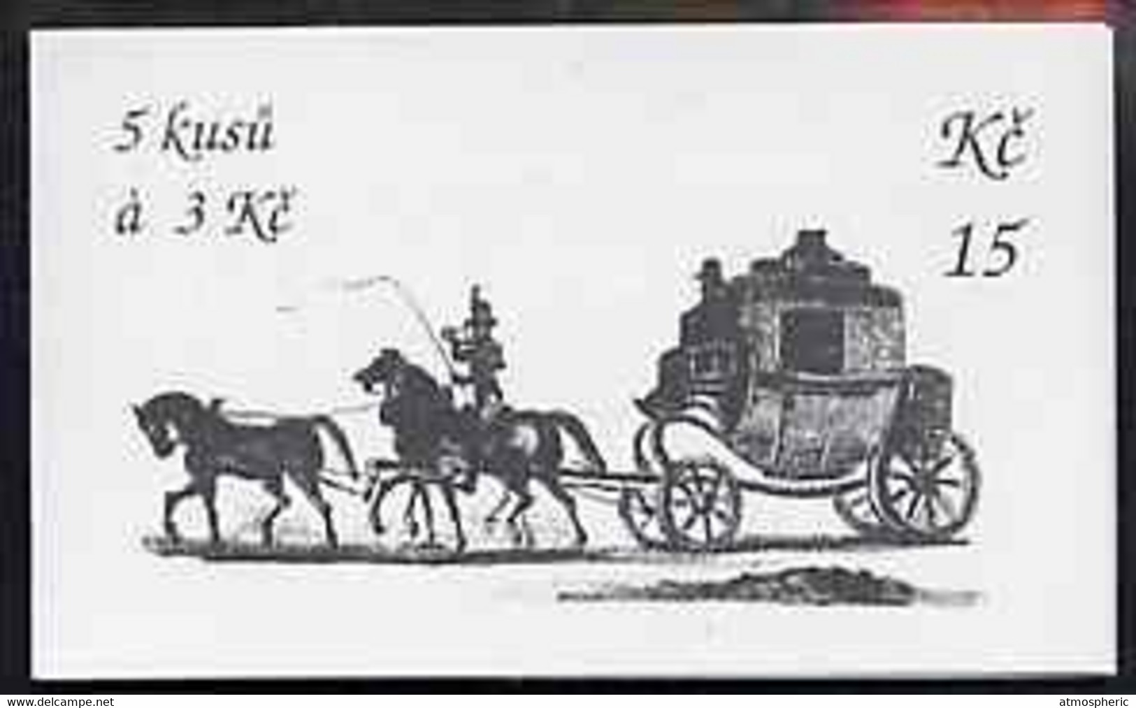 Booklet - Czech Republic 1993 Cesky Krumlov 15kc Booklet (Mailcoach On Cover) Complete And Fine Containing Pane Of 5 X M - Altri & Non Classificati