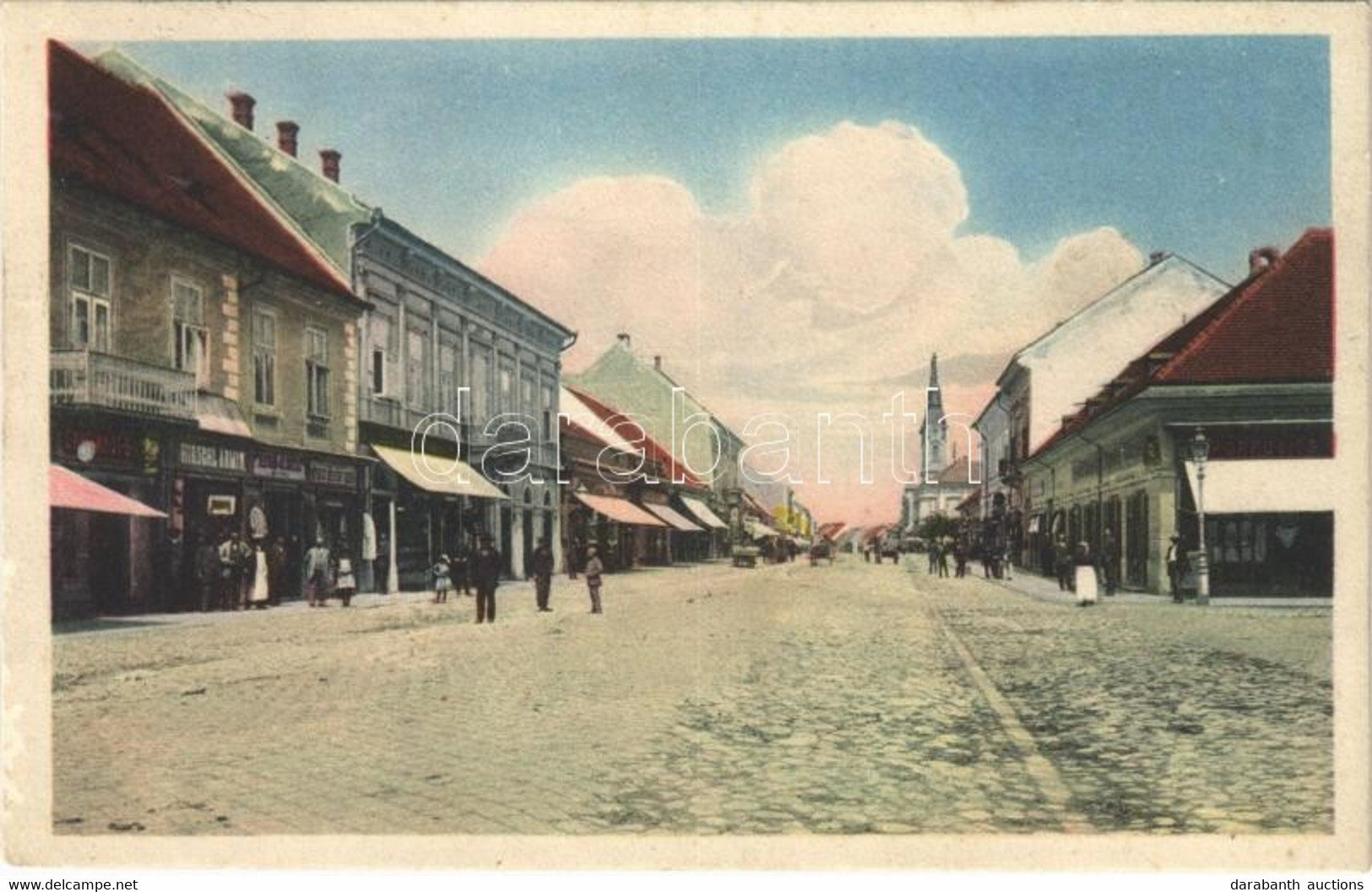 T2 1916 Pancsova, Pancevo; Mária Terézia Utca, Hirschl Armin és Poppovits üzlete / Street, Shops - Unclassified