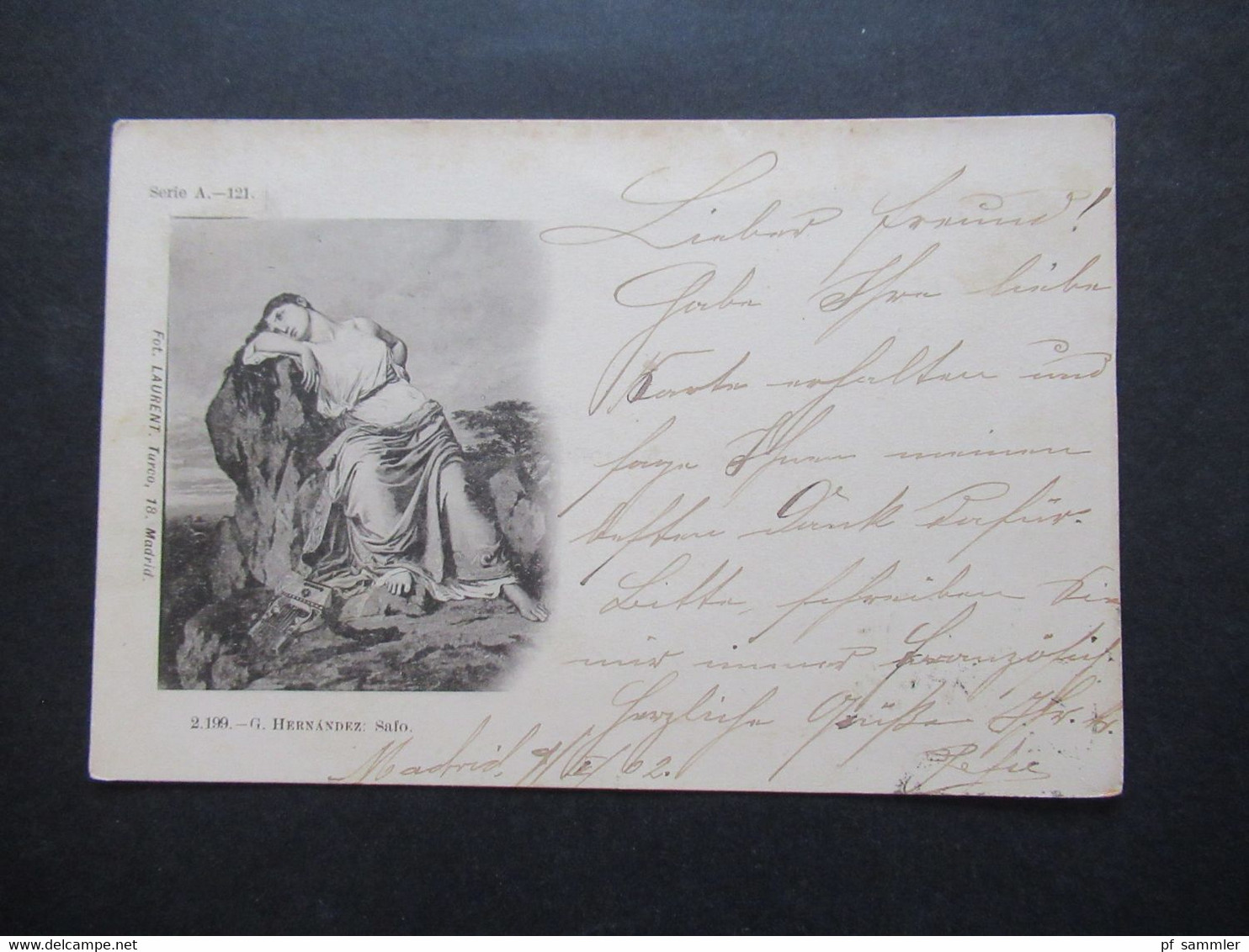 Spanien 1902 AK Serie A - 121 G. Hernandez Safo Gemälde Fot. Laurent Turco, 18 Madrid Nach Crefeld Gesendet - Cartas & Documentos