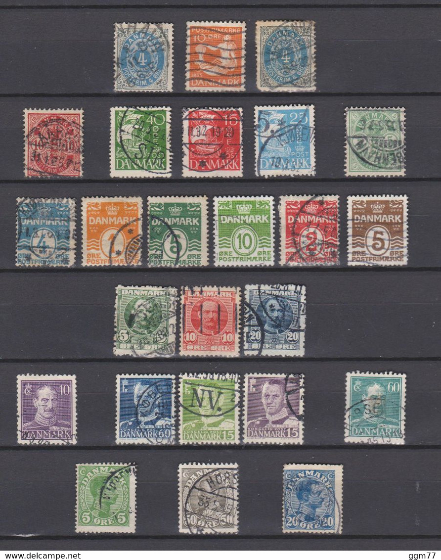 25 TIMBRES DANEMARK OBLITERES DE 1875 à 1950       Cote : 10,70 € - Gebraucht