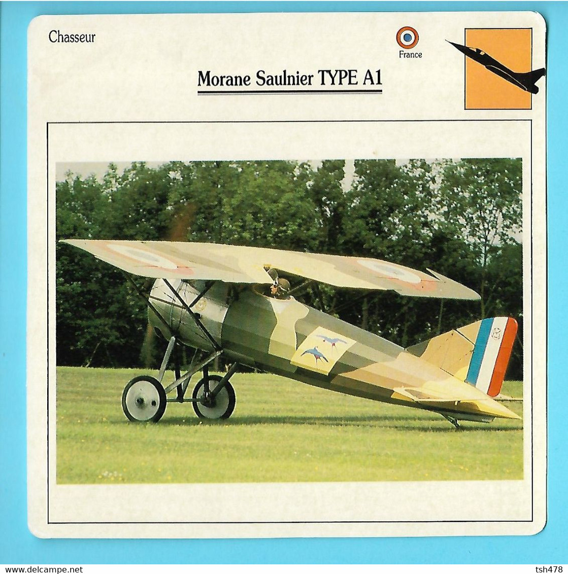 FICHE AVION----chasseur---FRANCE---MORANE SAULNIER TYPE A1--voir 2 Scans - Vliegtuigen