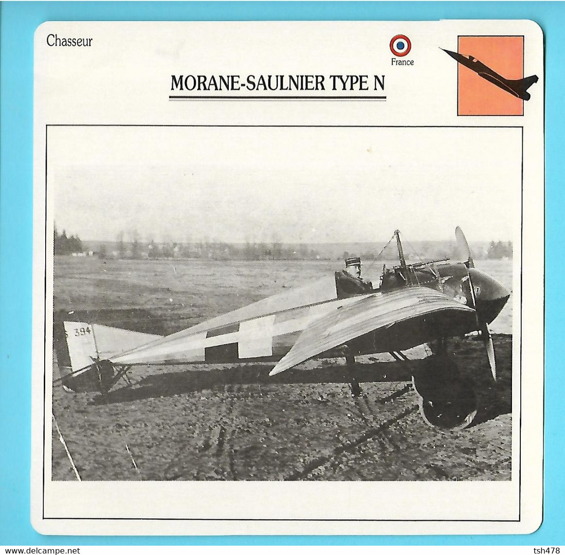 FICHE AVION----chasseur---FRANCE---MORANE SAULNIER TYPE N--voir 2 Scans - Vliegtuigen