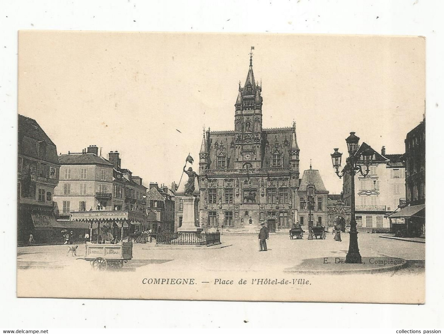 Cp , Marchand Ambulant , Vendeur De Glaces ,60 ,Compiégne ,place De L'hôtel De Ville ,écrite , Ed. Neurdein - Venters