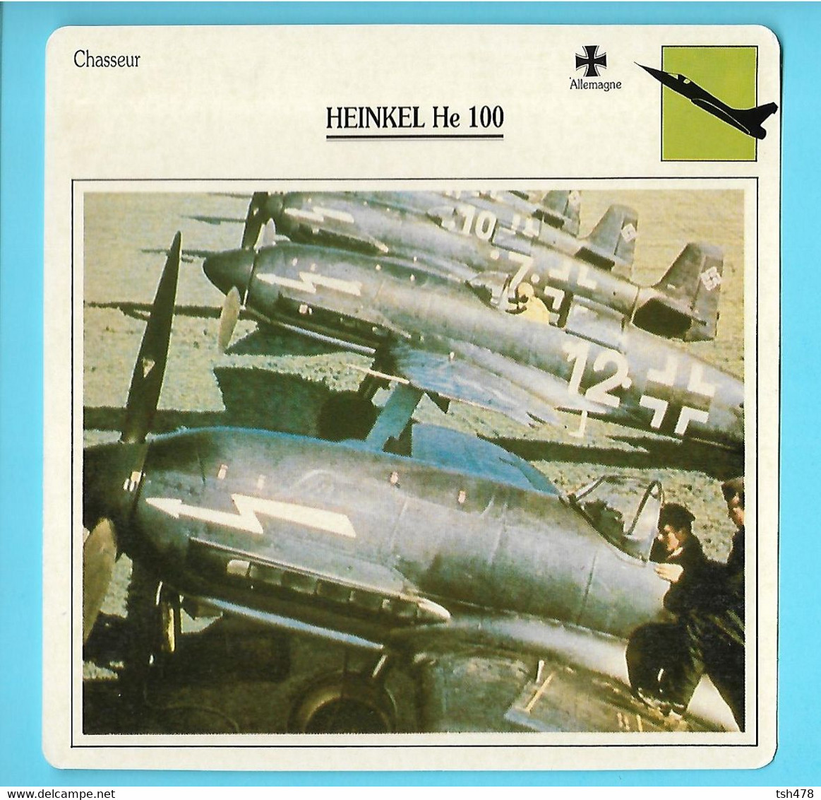 FICHE AVION----chasseur---ALLEMAGNE---HEINKEL HE 100---voir 2 Scans - Vliegtuigen