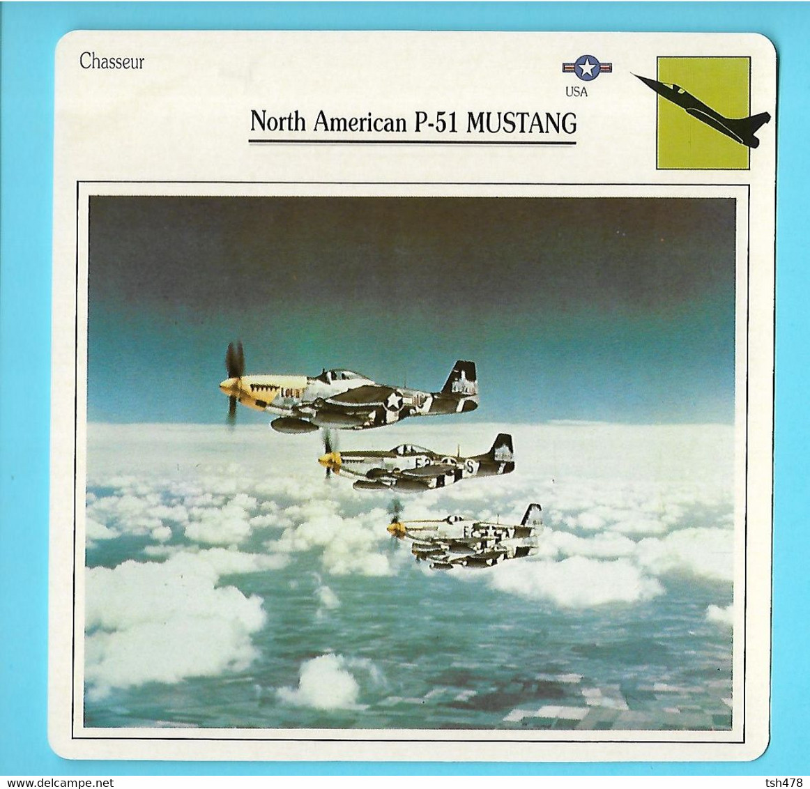 FICHE AVION----chasseur--USA----NORTH AMERICAN P-51 MUSTANG--voir 2 Scans - Vliegtuigen