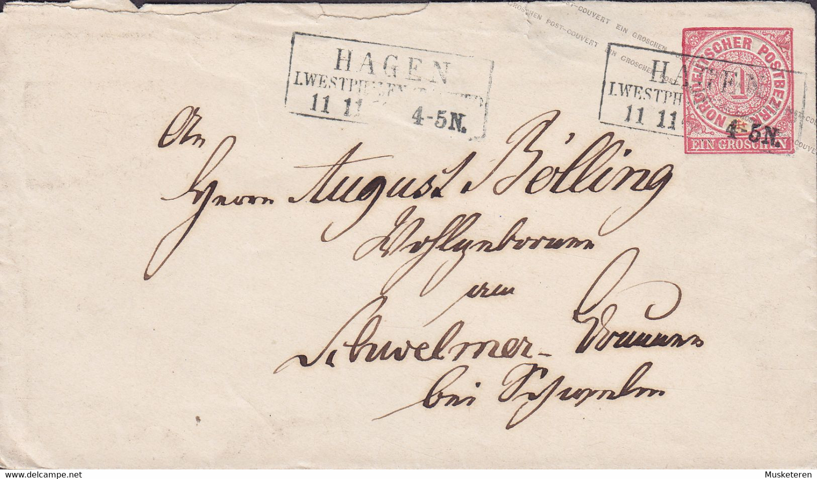 Norddeutscher Postbezirk Postal Stationery Ganzsache Entier HAGEN Westfalen 186? Cover Brief Umschlag - Enteros Postales