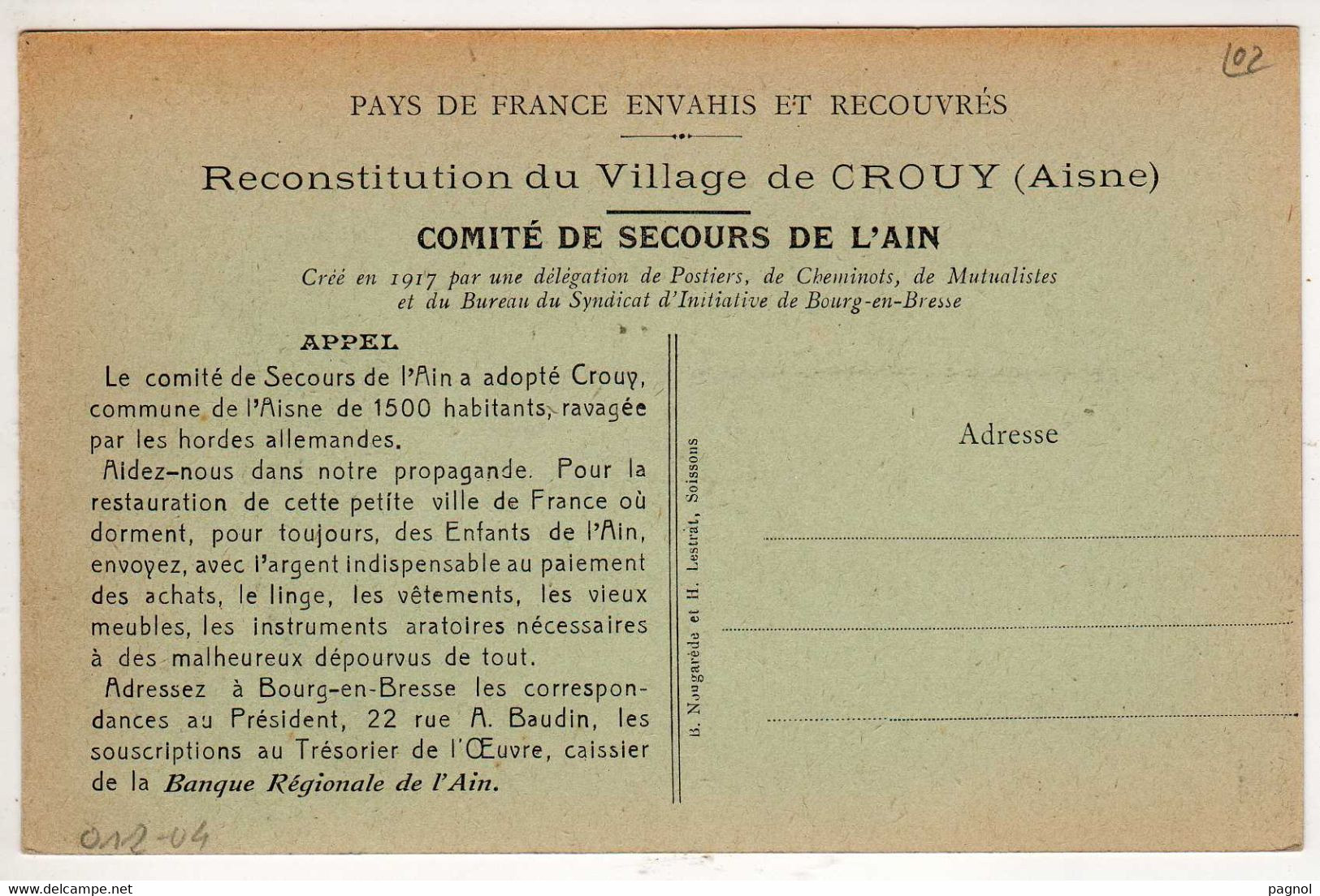 02 : Crouy : La Rue De Soissons En 1914 Avant La Guerre - Andere & Zonder Classificatie