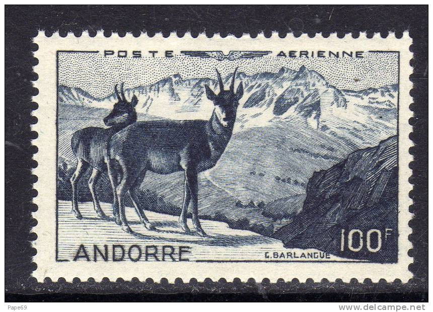 Andorre PA N° 1 X  Isards Et Chaîne De L'Alt Del Grio Trace De Charnière Sinon TB - Luchtpost