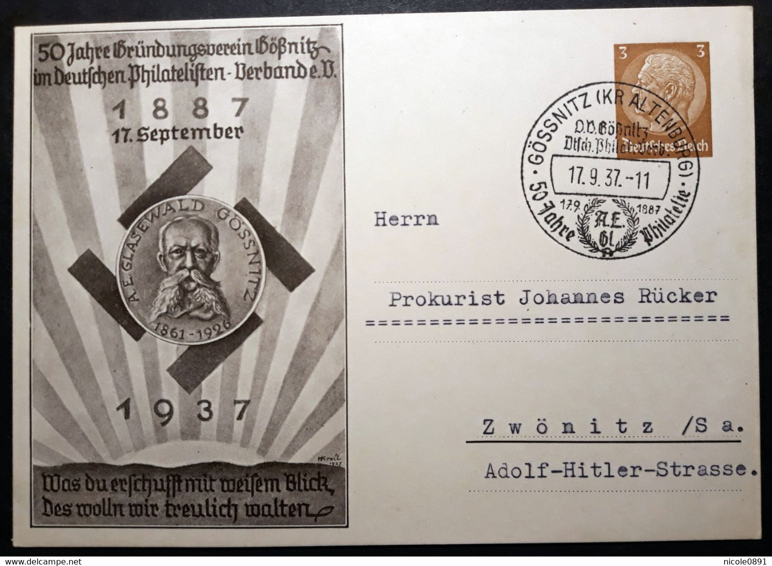 DR Privatganzsache PP 122 C58 Mit Sonderstempel "Gössnitz" (S1274) - Andere & Zonder Classificatie