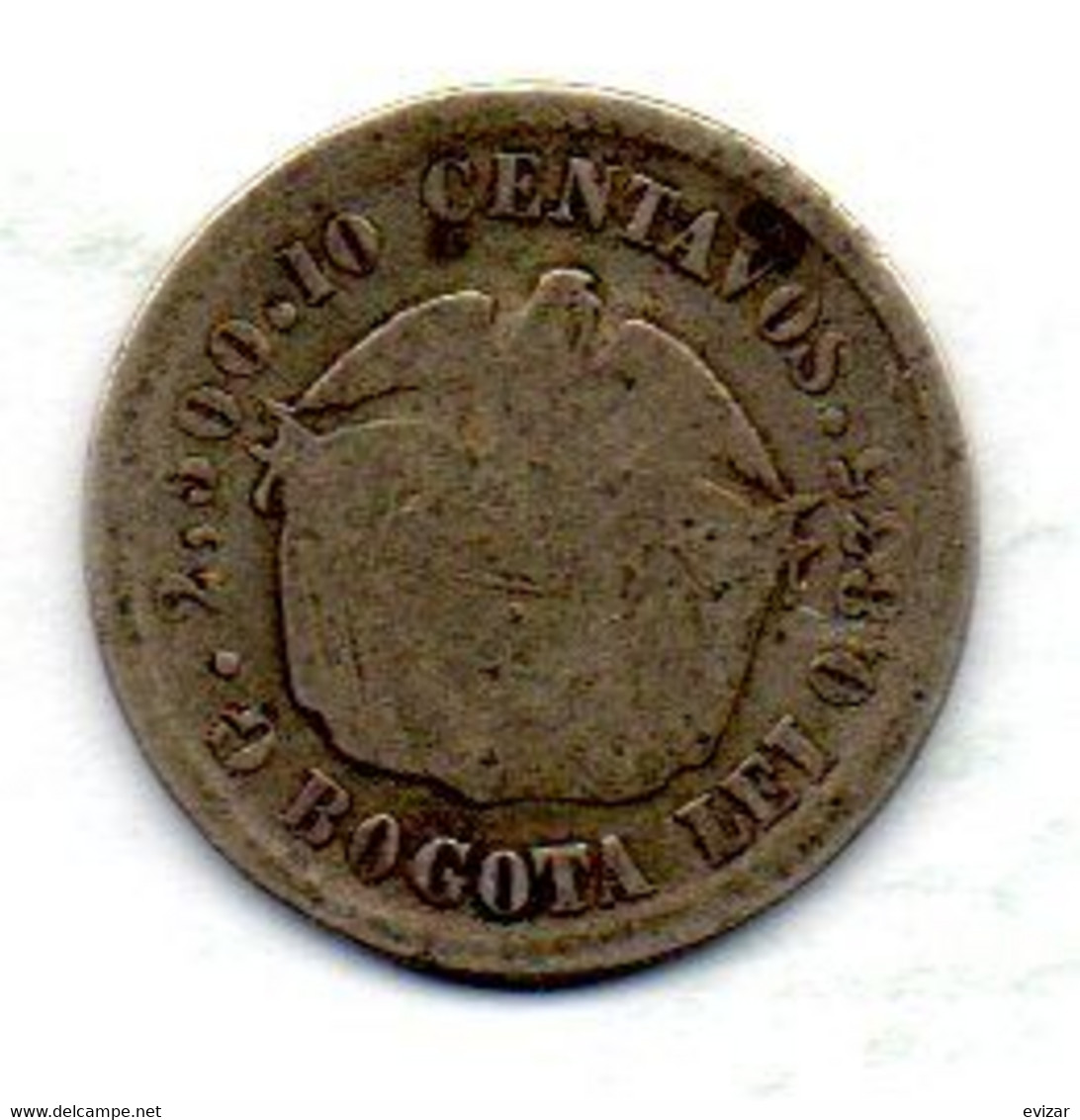 COLOMBIA, 10 Centavos, Silver, Year 1873, KM #171 - Kolumbien