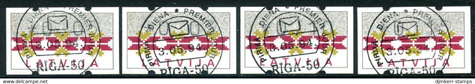 LATVIA 1994 ATM Labels (4)  Used.  Michel 1 - Lettland