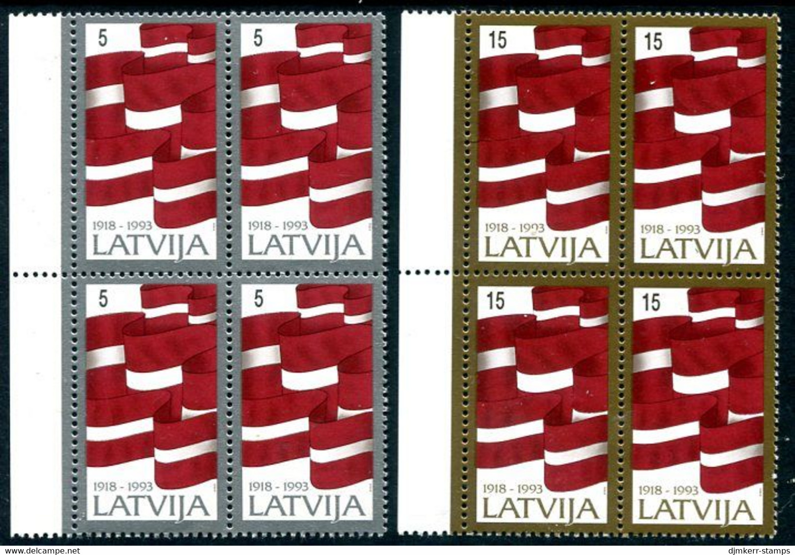 LATVIA 1993 75th Anniversary Of 1st Republic Blocks Of 4  MNH / **.  Michel 361-62 - Lettonie