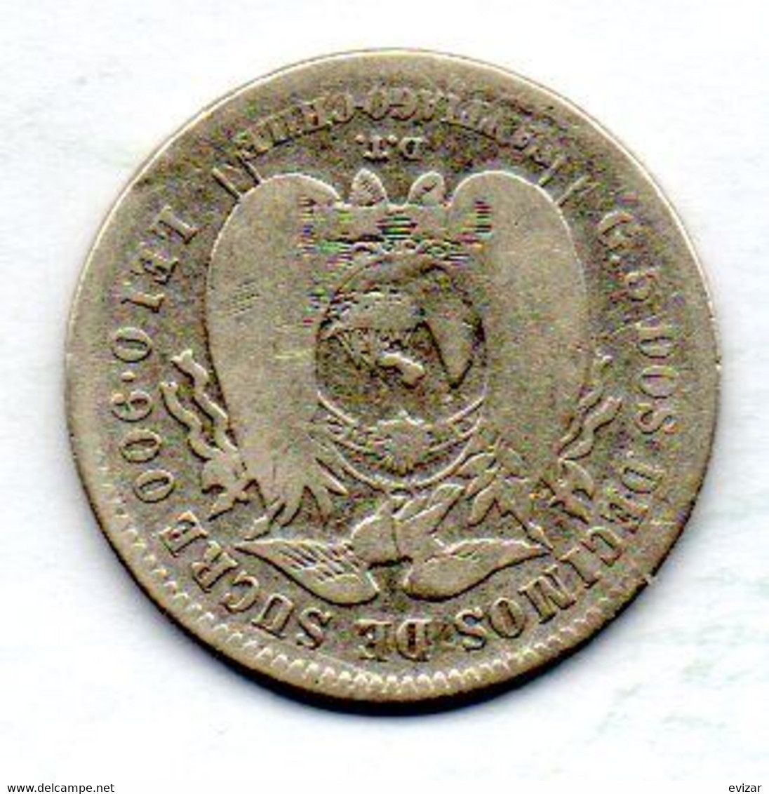 ECUADOR, 2 Decimos, Silver, Year 1889, KM #51.2 - Ecuador