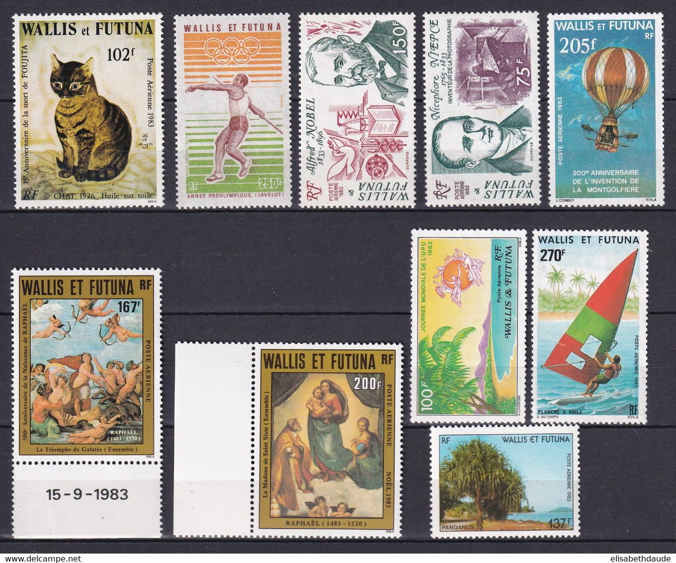 WALLIS - 1983 - POSTE AERIENNE COMPLETE ! ** MNH (122/125 SANS GOMME) - COTE = 38.4 EUR. - Volledig Jaar