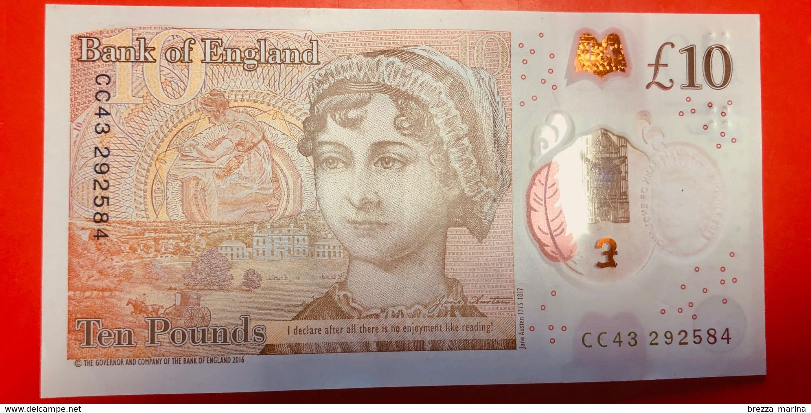 INGHILTERRA - GB - Bank Of England - 2017 - Banconota Polimerica - Jane Austen - 10 Sterline - 10 Pounds