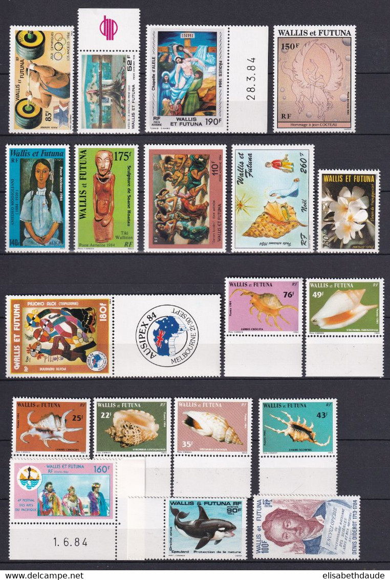 WALLIS - ANNEE 1984 COMPLETE SAUF YT 318 Et PA 132 ** MNH  - COTE = 66 EUR. - Unused Stamps