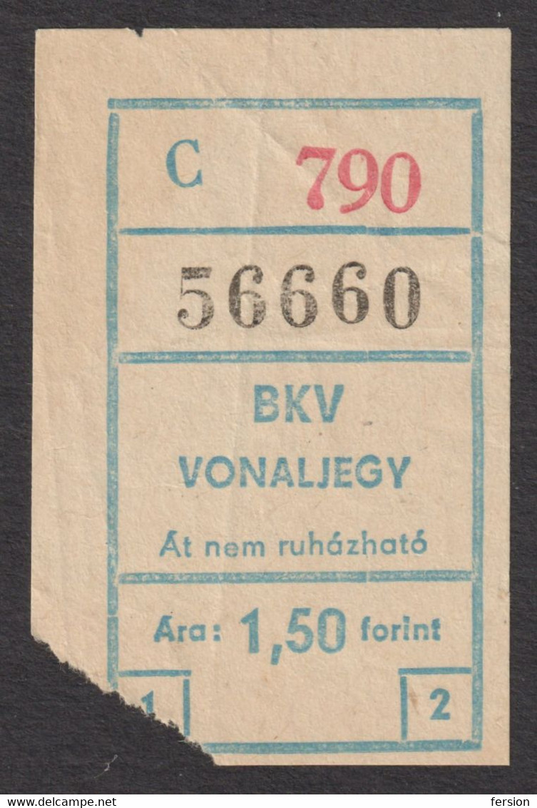 Combined Autobus Bus Tramway Tram Trolley Subway Metro BUDAPEST HUNGARY BKV Public Transport Ticket - 1970's - Not Used - Sin Clasificación