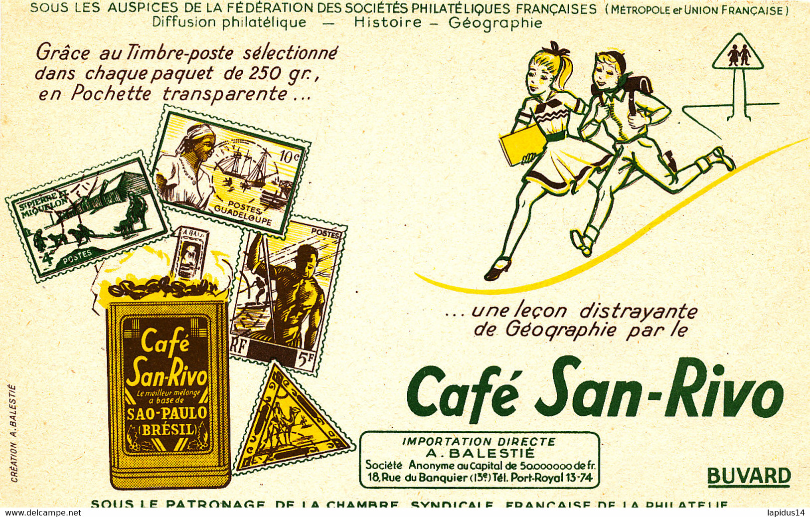 BU 2185  /   BUVARD-  CAFE  SAN RIVO  UNE LECON DE GEOGRAPHIE   (21,00 Cm X 13,50 Cm ) - Café & Thé