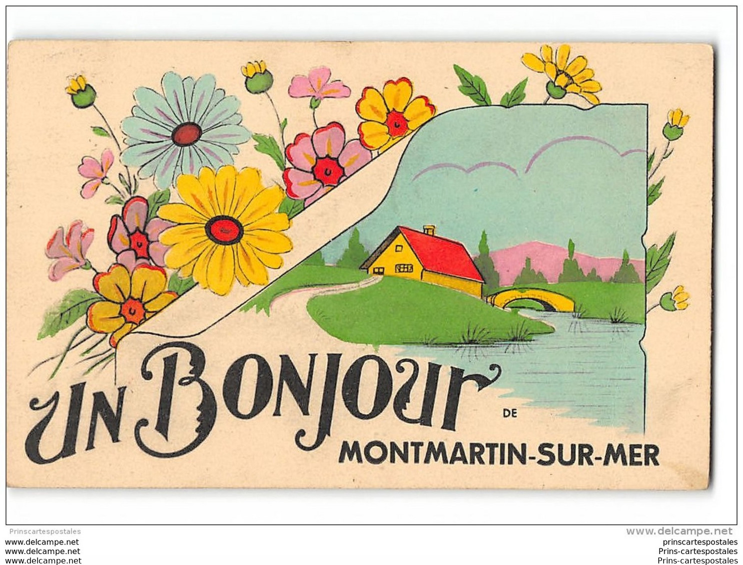 CPA 50 Un Bonjour De Montmartin Sur Mer - Montmartin Sur Mer