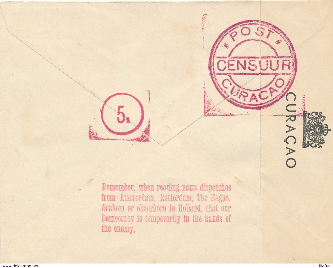 Curacao - 1941 - 4 Zegels Op Lokale Censored R-cover Met Diverse Censormarkings En REMEMBER... Stempel In Rood - Curazao, Antillas Holandesas, Aruba