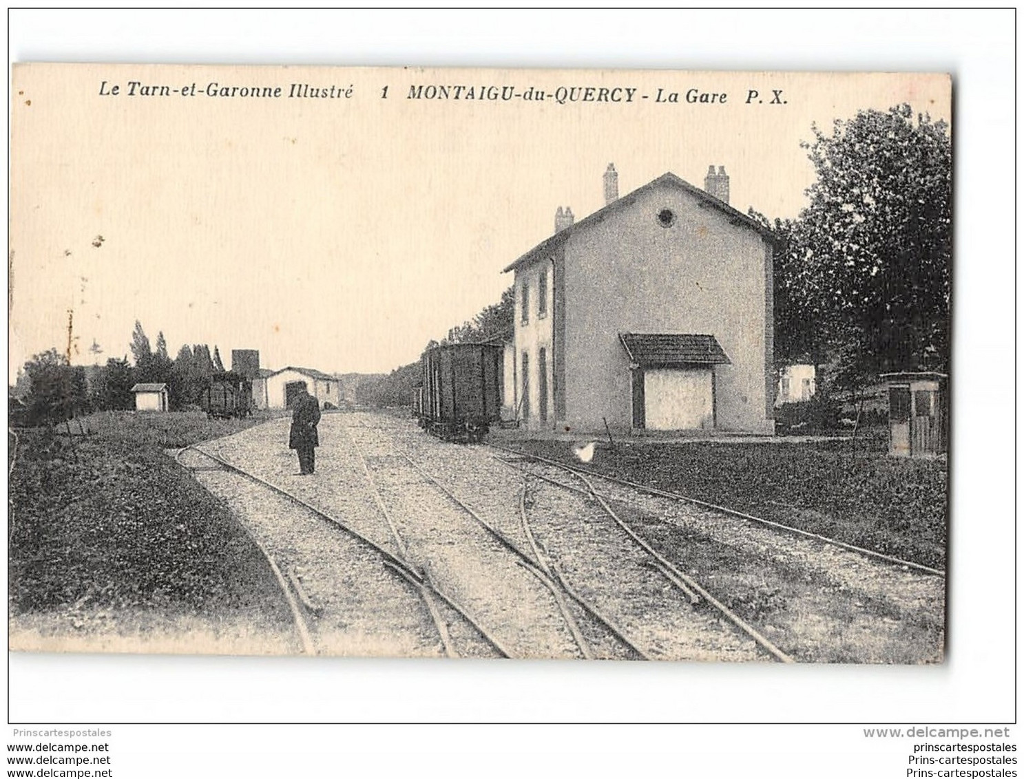 CPA 82 Montaigu Du Quercy La Gare Ligne De Valence D'Agon Montaigu Du Quercy - Montaigu De Quercy