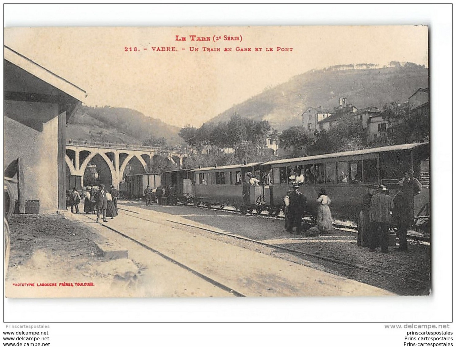 CPA 81 Vabre La Gare Et Le Pont Le Train Tramway Ligne De Castres Murat - Vabre