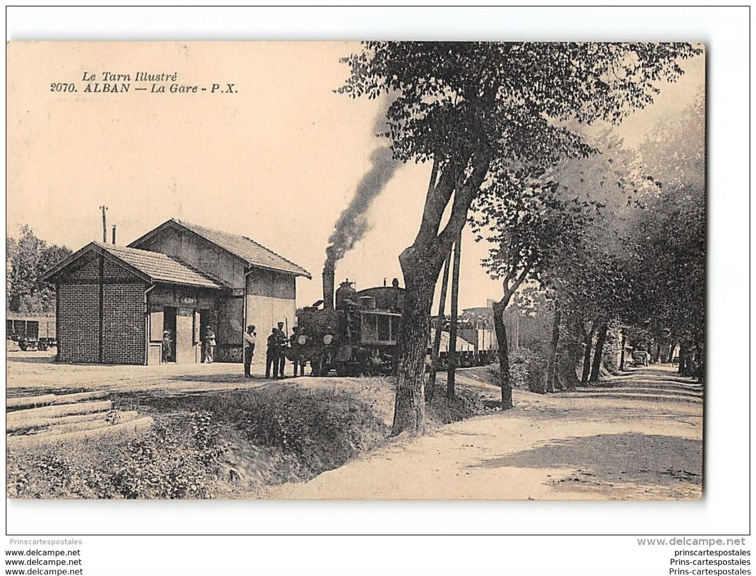 CPA 81 Alban La Gare Le Train Tramway Ligne D' Albi Alban - Alban