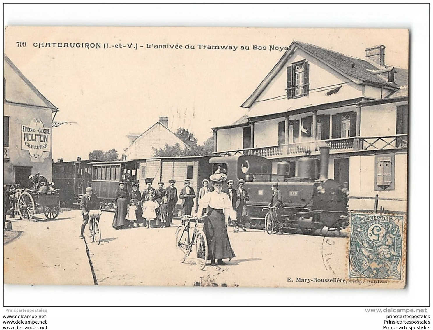 CPA 35 Chateaugiron L'arrivée Du Tramway Au Bas Noyal - Châteaugiron