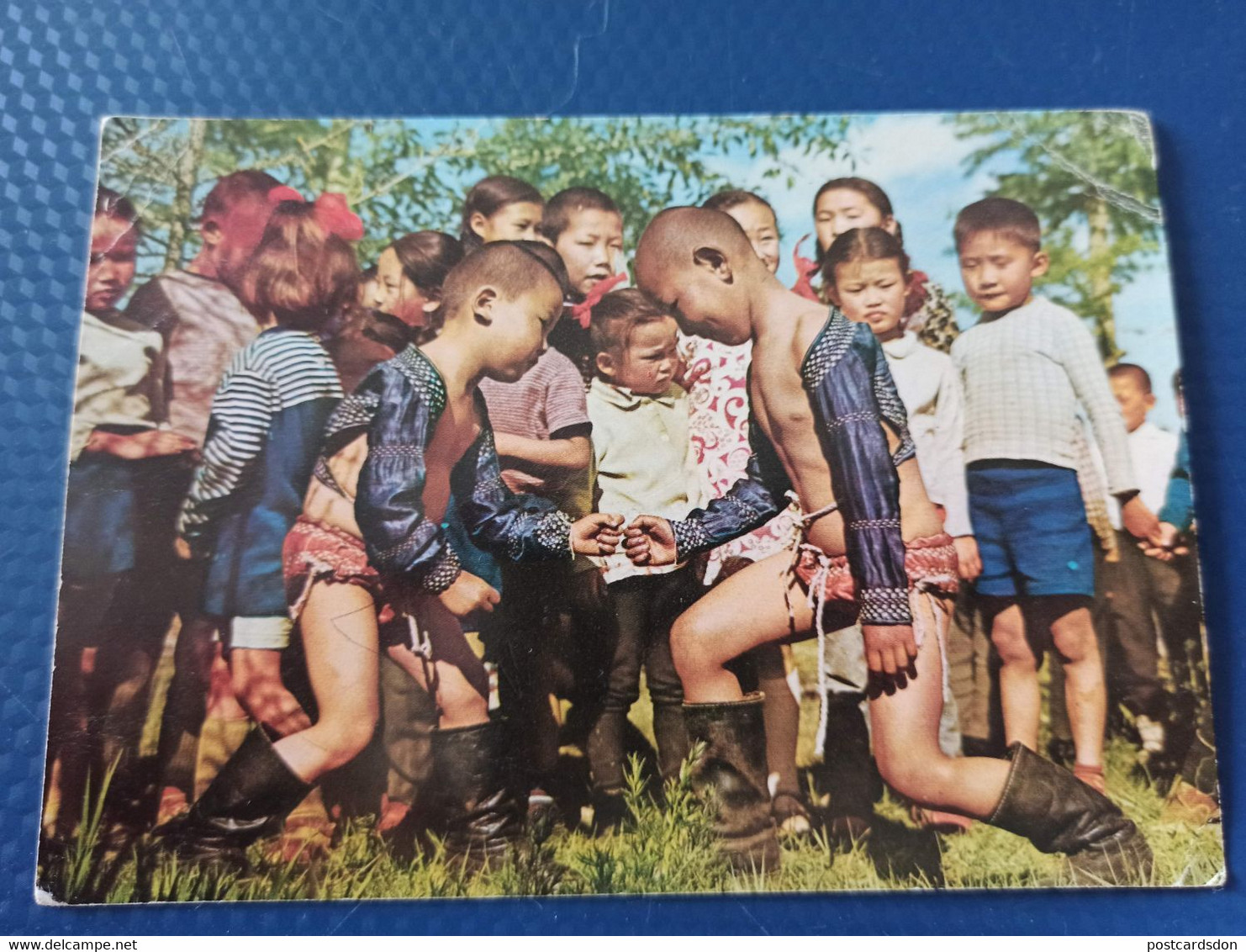 Mongolia. Little Boy Fighting  -  OLD Postcard 1970s - Mongolie