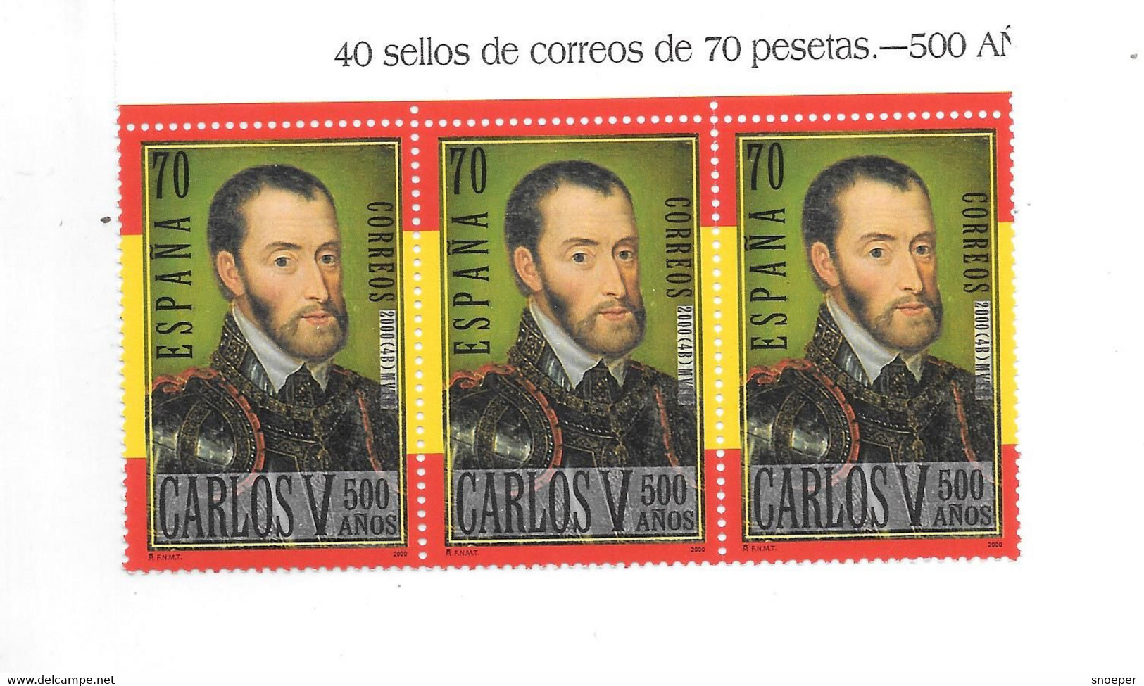 Espana 3 Stamps 2000 Carlos V 500 Anos - Unused Stamps