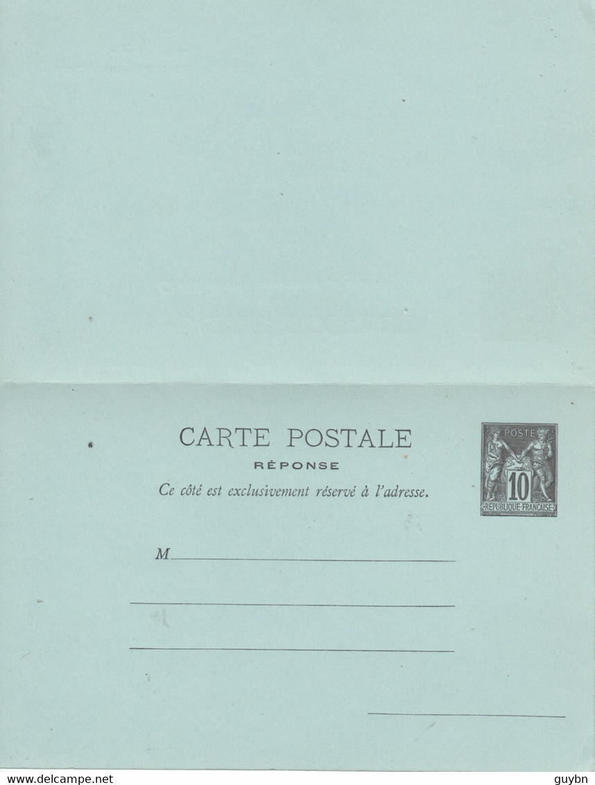 < France Entier Sage 10c + 10c ..  CPRP .. Carte Postale Avec Réponse Payée .. 4 Lignes, Sans RF Sans Date .. SAG G 40 - Cartes Postales Types Et TSC (avant 1995)