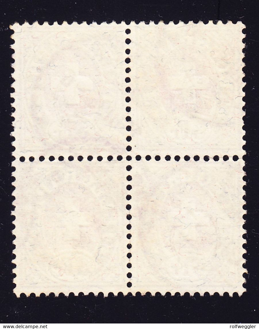 1881 3 Fr Faserpapier Gestempelter 4er Block, Horgen - Telegraph