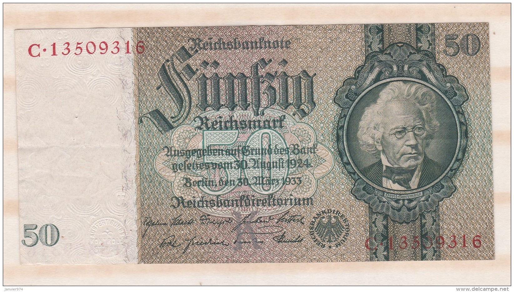 Allemagne . 50 Reichsmark 1933 - 50 Mark