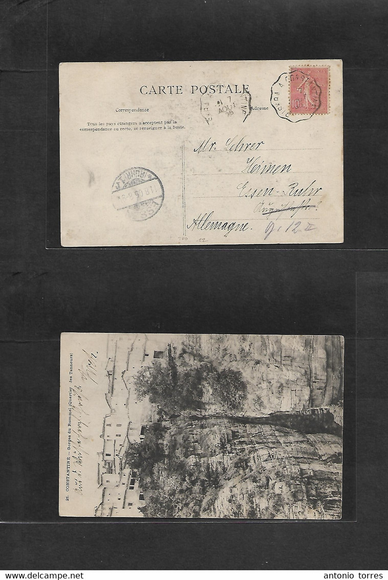 Algeria. 1905 (7 Aug) Constantine - Germany, Essen (11 Aug) Fkd Ppc, TPO "Bieska-Constantine" Fine. - Argelia (1962-...)