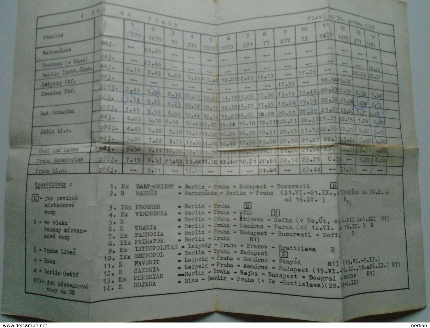 ZA337.10  Timetable  Railway Train  Czechoslovakia PRAHA PRAG  To DDR GDR   1987 - Europa