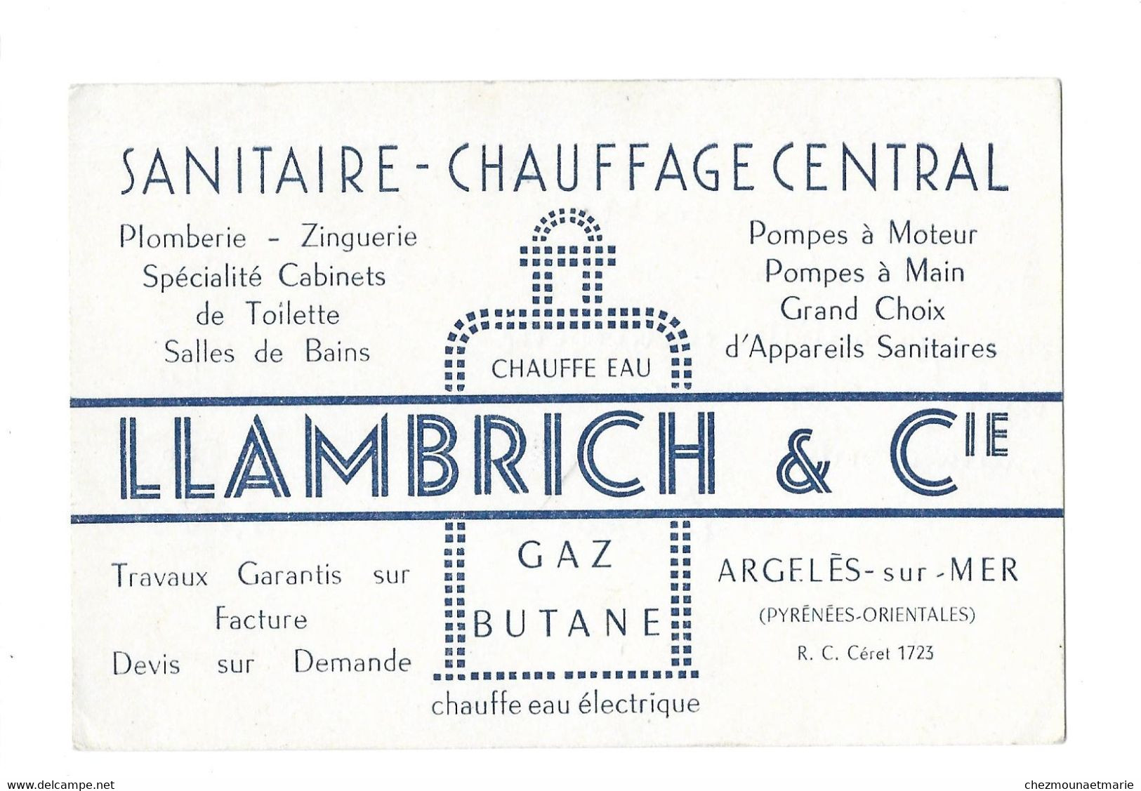 ARGELES SUR MER (66) - LLAMBRICH & CIE - SANITAIRE CHAUFFAGE CENTRAL - CDV - Visitenkarten