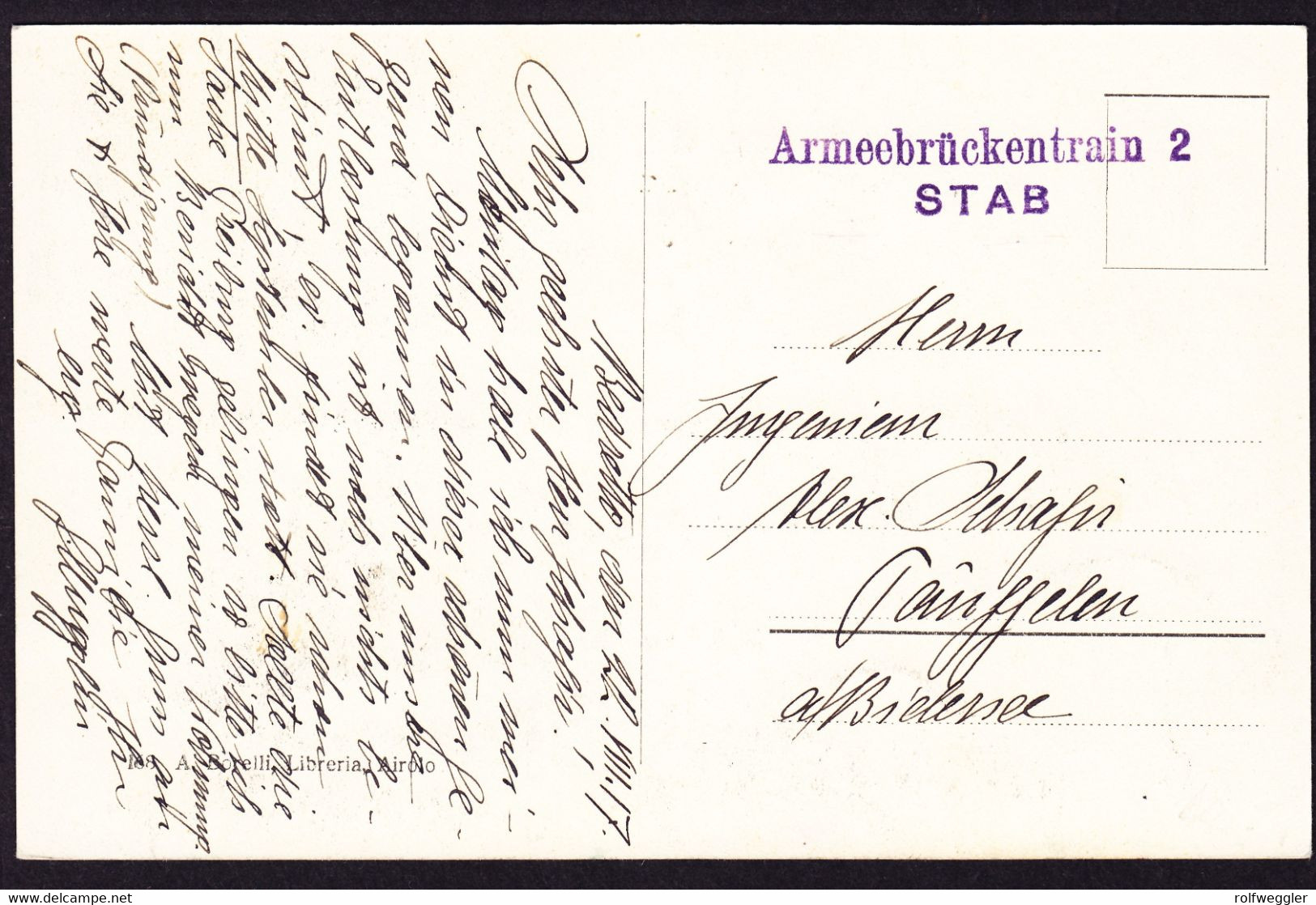 1917 Mit Feldpost Gelaufene AK: Villa (Bedretto) Nach Täuffelen - Bedretto