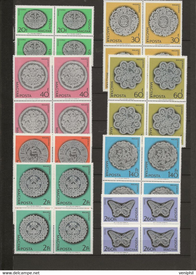 HONGRIE - DENTELLES DE HALLAS- N° 1630 A 1637 NEUF SANS CHARNIERE EN BLOC DE 4 -ANNEE 1964 -COTE :32 € - Unused Stamps