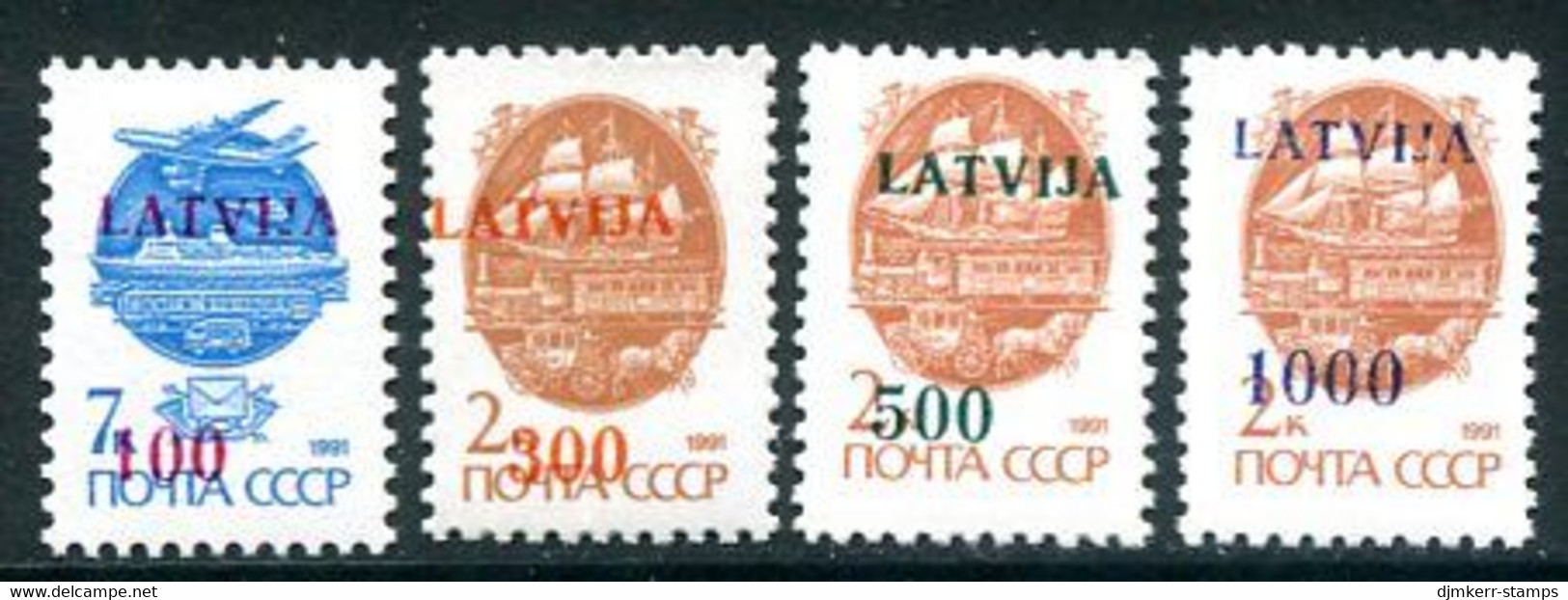 LATVIA 1991 Provisional Surcharges I MNH / **.  Michel 313-16 I - Letland