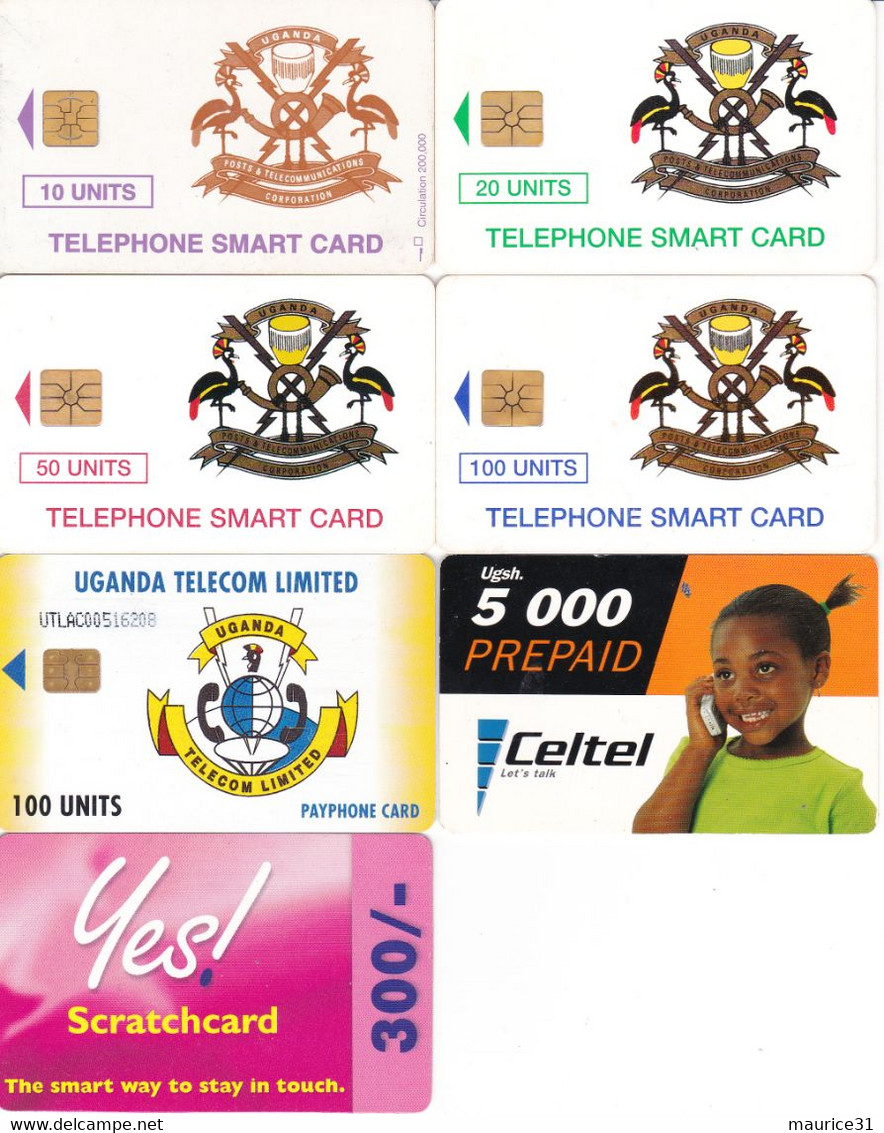 7 Télécartes OUGANDA Lot1 - Ouganda