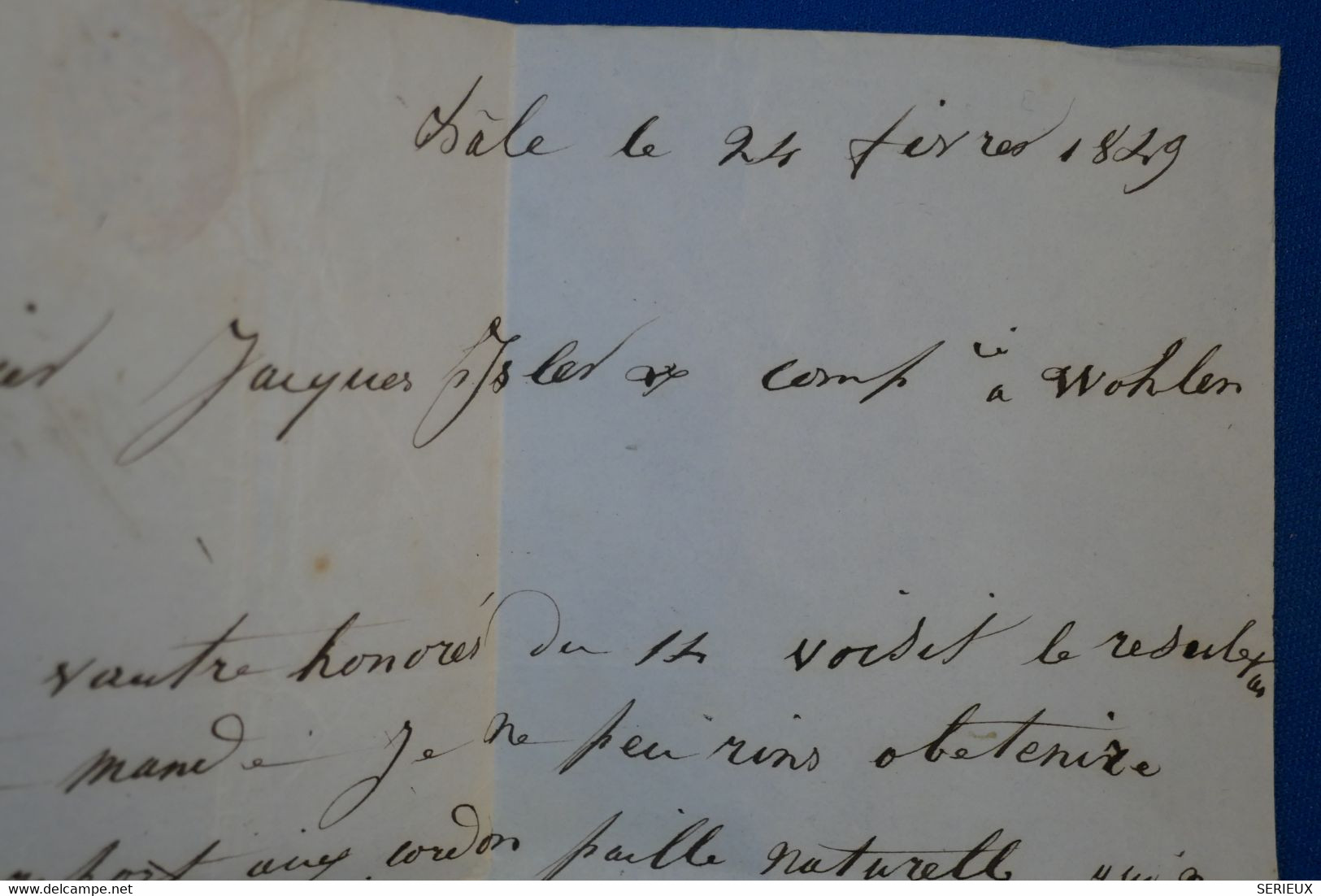 I 14 SUISSE  BELLE LETTRE 1849 BASEL  POUR WOHLEN MR ISLER  + CACHET ET TAXE ROUGE - ...-1845 Voorlopers